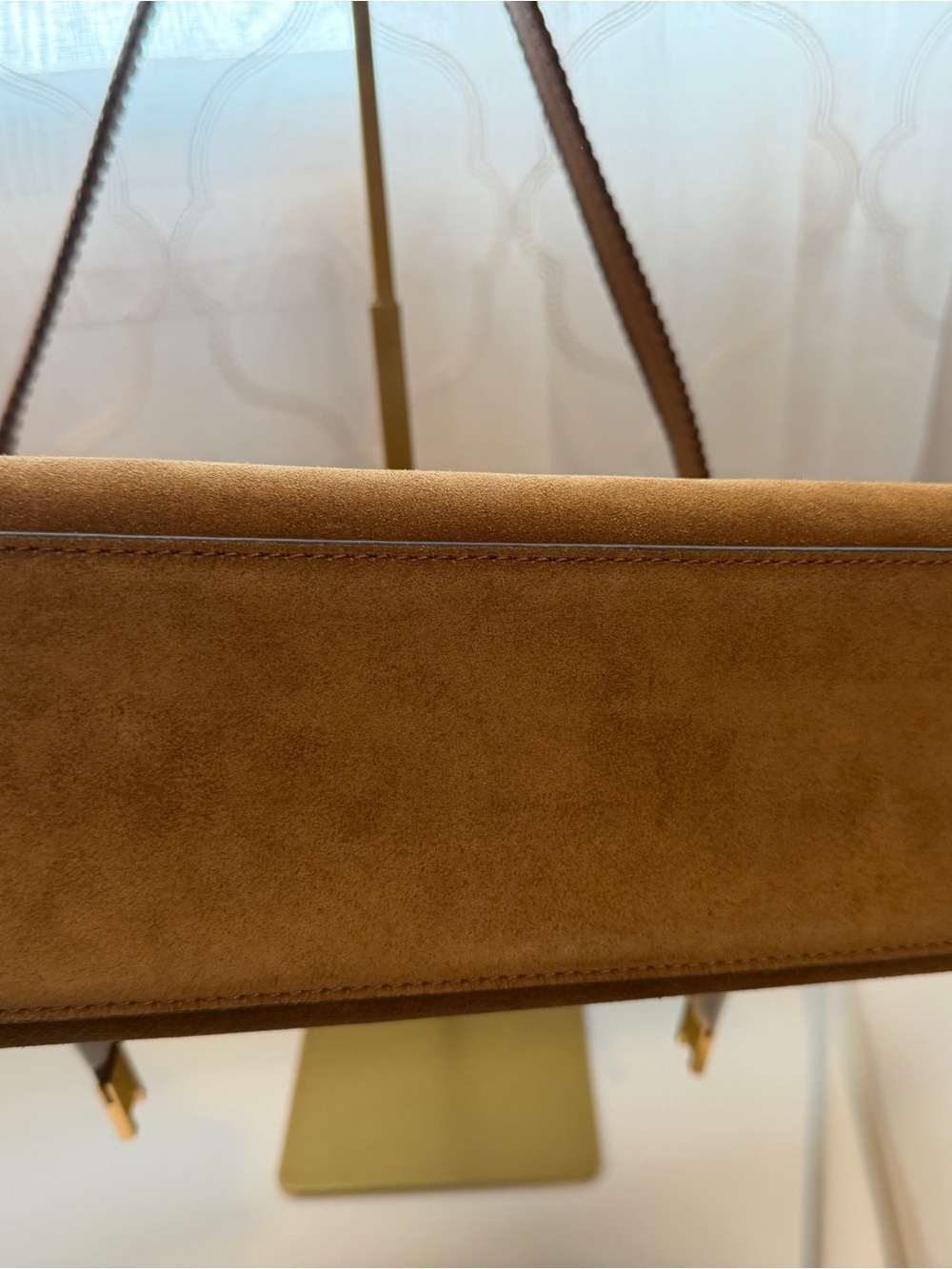 Tory Burch Large Lee Radziwill Whipstitch Suede Shoulder Bag in Wild Tobacco - Picture 6 of 11